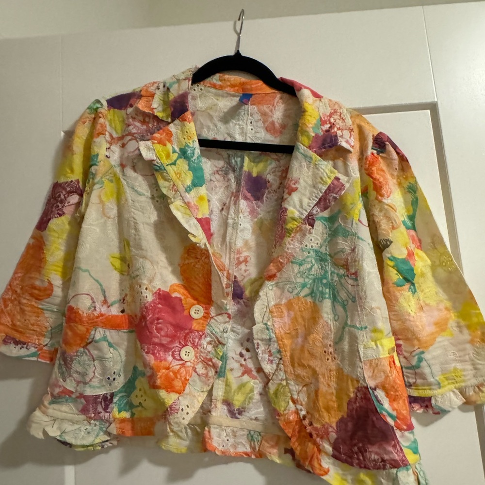 Embroidered print blazer